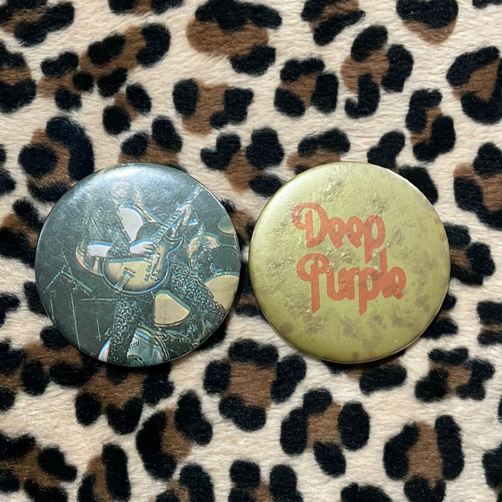 DEEP PURPLE 💜 TED NUGENT 🎸 Vintage Rock Button Pin Pinback Collectible 70s